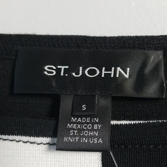 EUC St. John Black & White 3/4 Sleeve Shirt - Picture 4 of 6